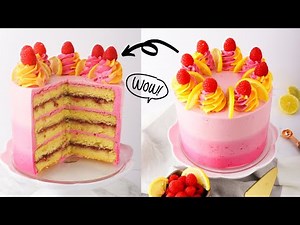 SIX LAYER RASPBERRY LEMON CAKE | How to Make a Layer Cake | Ombré Buttercream