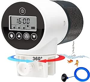 Electric Automatic Fish Feeder for Aquarium with Timer and Moisture-Proof Design - 1 Piece Fish Feeding Ring Included