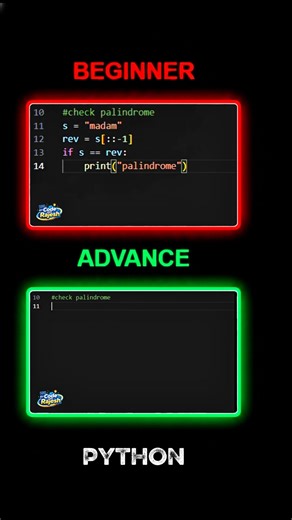 Code with Rajesh on Instagram: ""Python" beginner vs advance coding | learn advance level in python 🚀 . . . . . . . . . #coding #python #junior #senior #coders #skills #skill #telugu #éducation #life #internship #jobsearch #codewithrajesh #codinglife #knowledgeofself #learncoding #freecoding #pythonprogramming #programer #html #htmlcss #htmlcssjs #css #javascipt #codingskills #shorts #trendingshorts #trending"