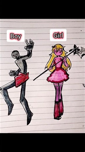 Drawing boy and girl stickman #drawingtutorial #stickman #howtodraw #art