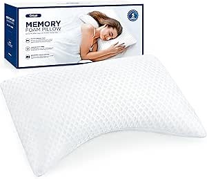 Cooling Side Bed Pillow - Neck Pillows for Pain Relief, Ergonomic Contour Memory Foam -Back and Shoulder Support, Odorless Cervical for Sleeping with Washable Pillowcase