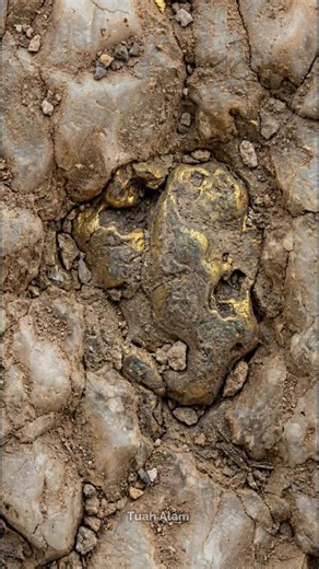 ASMR Gold Vein Revealed Inside Quartz: Chiseling Delight