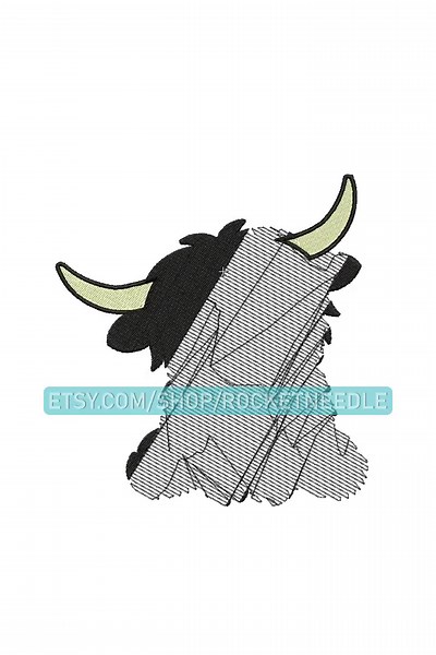 Highland Cow Embroidery Design