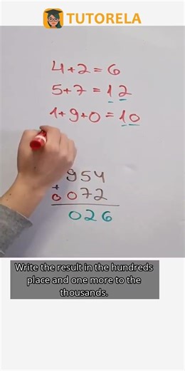 Vertical Addition Made Easy: Solving 954 + 72 #Math #ArithmeticOperations #VerticalAddition