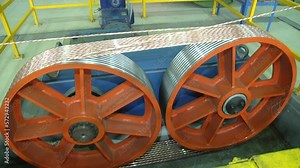 Modern cable production, cable factory. Copper cable manufacturing process in a modern plant Stock Video