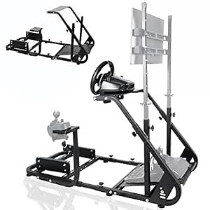 Gazzyt Racing Simulator Cockpit Square Tube Adjustable Driving Mount Fit for Logitech/Thrustmaster/Fanatec G25,G27,G29,G920,G923&T128X,T248,T300,T458 without Wheel Pedal Shifter Monitor Stand,TV