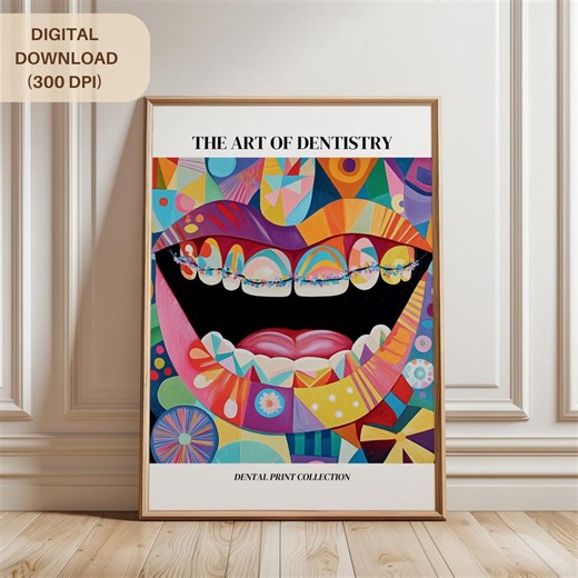 Funny Teeth Dentist Wall Art, Dentistry Braces Print, Dental Clinic Mouth Poster, Colorful Abstract Tooth Prints, Printable Dental Decor - Etsy Australia