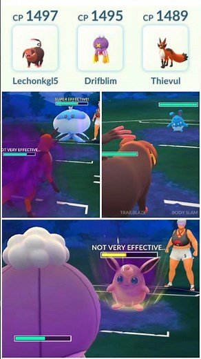 Lechonk 😍 Drifblim 🪽 Thievul 🥵 Great League 🌈 #pokemongo #pokemon #gbl