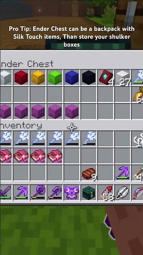 Placing Shulker Boxes Into an Ender Chest + Silk Touch = Backpack - for minecraft bedrock #shorts