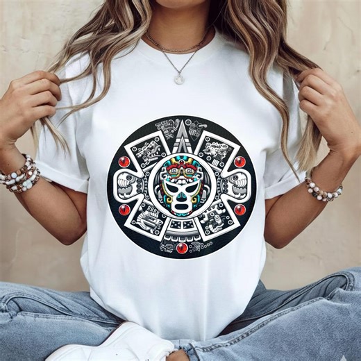 Aztec Calendar Art Digital, Lucha Libre Mask Print, Ancient Mexican Culture, Customizable Design, Vector Graphics - Etsy