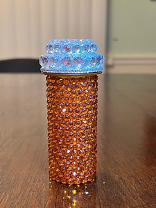 Bedazzeled Pill Bottle Silver Orange Rhinestone Trinket Box - Etsy Australia