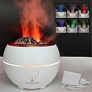 Volcano Flame Diffuser for Essential Oils with Aroma Humidifier, Air Essentials Fire Mist Ambientador, Flame Oil Diffuser, Volcano humidifier, fire Diffuser or Flame humidifier (360 ml, White)