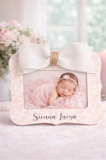 Personalized Baby Name Picture Frame Gift Idea Custom Newborn Photo Frame Cottagecore Floral Toile Nursery Decor Holds 4 X 6 Photo - Etsy