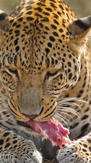 Leopard continues eating with steady rhythm #predator #nature #wildliferescue #amazonrainforest