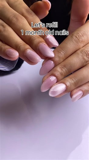 Refelling 1 month old nails 💅🏼 #fup #nailrefill #prettynails #freshnails💅 #cateyenails