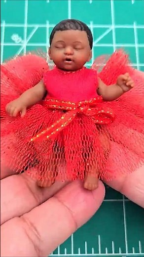 I made a Tiny Red Dress For My Mini Baby! #diy #minibaby