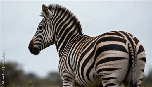 side rear angle video of zebra slowly turning its head with subtle ear movement perfect for international zebra day