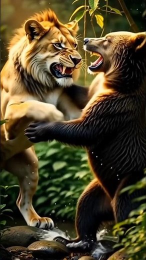 lion king vs Bear 🐻 #ai #animals #fighting