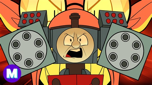 Thomas the Tank Engine has travelled to the underworld in order to find arch nemesis Postman Pat. But you know who else is here? Arthur, Barney the Dinosaur, even Peppa Pig. But Thomas the Train isn’t isn’t concerned with aardvarks, hogs, or prehistoric beasts… he’s here for Pat the Postman. This is Man vs Train 5, so you probably know by now that the battle between homo sapien and locomotive is going to be one filled with fire. So, what better place for this fight to continue than in the depths