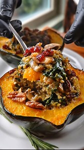 Mushroom & Spinach Stuffed Acorn Squash Ingredients: 2 medium acorn squash 2 tablespoons olive oil, divided Salt and black pepper, to taste ...... Full Recipe in Coʍmеոτ 💬 | Recipes Journey