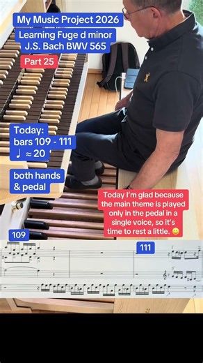 My Music Project 2026, Learning Fuge dm, J.S. Bach, BWV565, Part 24, #organ #orgel #tutorial #bach