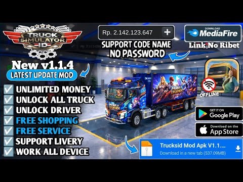 Truck Simulator Indonesia Mod Apk v1.1.4 - Unlimited Money & Unlock All Truck Free Shopping