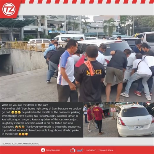 LOOK: A vehicle goes viral after parking in front of a basement parking exit despite having a 'No Parking' sign. 🤷‍♂️🤦‍♂️ 📹Jojitdur Camins Durango #TurboZone #Feedyourdrive | Turbo Zone