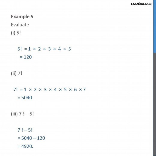 Example 5 - Evaluate (i) 5! (ii) 7! - Chapter 7 Class 11
