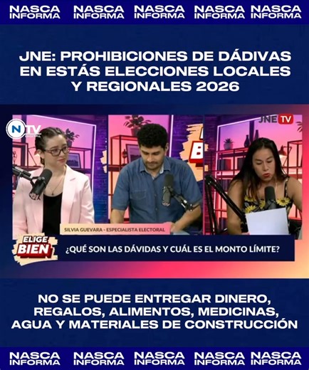 🔴 JURADO NACIONAL DE ELECCIONES EXCLUIRÁ A PRE CANDIDATOS QUE ENTREGUEN DÁDIVAS QUE PASEN LAS 02 UIT. Atención pre candidatos de Nasca, El jurado nacional dio a conocer en su programa de redes sociales que está prohibido la entrega de dádivas como dinero, regalos, alimentos, medicinas, agua y materiales de construcción. | NASCA Informa