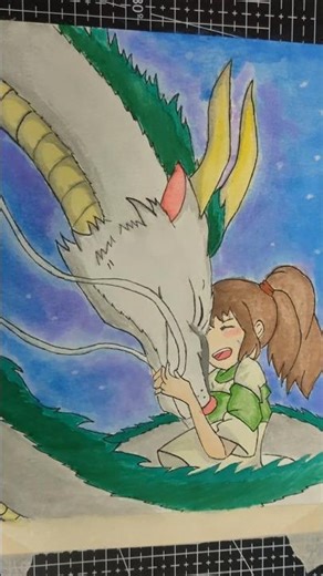 Drawing Haku and Chihiro watercolor #acuarela #haku #chihiroanime #studioghibli