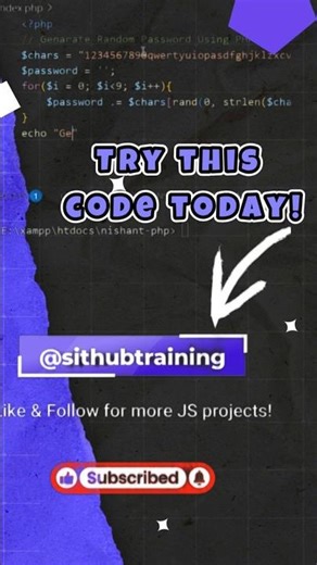 Generate Random Password Using PHP in Just 30 Sec 😱🔥 #coding #shorts #ytshorts