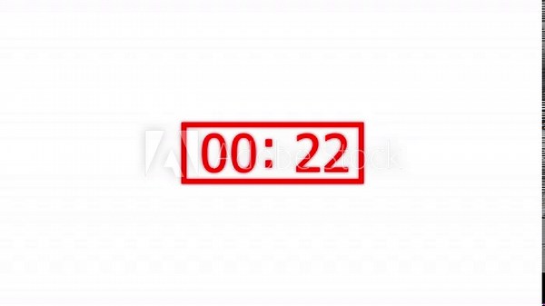 60-Seconds timer countdown animation, countdown timer one minute animation from 60s to 0s countdown. 1 minute clock countdown animation by red color.