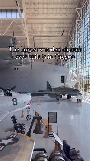 The Spruce Goose, officially the Hughes H-4 Hercules, is the largest wooden airplane ever built, designed by Howard Hughes during World War II to transport troops across the Atlantic. Despite its birch wood construction, it was nicknamed the “Spruce Goose.” With a wingspan of 320 feet, it holds the record for the longest wingspan in history. The plane flew only once, in 1947, for 26 seconds. It never went into production due to the end of the war. At the Evergreen Aviation & Space Museum in McMi