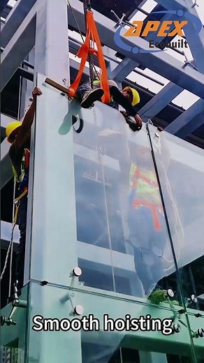 Watch our team installation point-supported glass curtain wall system#constructioninprogress