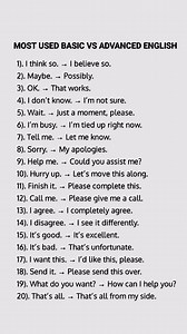 Most Used Basic vs Advanced English. | English Speaking