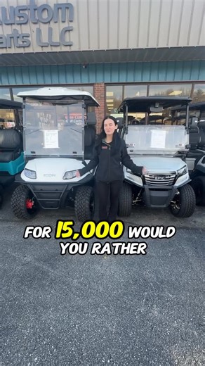 Elite Custom Golf Carts LLC on Instagram: "Gas or electric on the golf cart? Icon G60L v Epic E60FX for the same price #customgolfcart #golfcartlife #golfcart #wouldyourather"