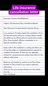 Life insurance cancellation letter #trendingreels #virals #letters | English Class