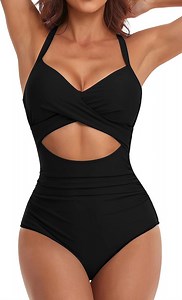 SOMER Women's One Piece Swimsuits Tummy Control Cutout High Waisted Bathing Suit Wrap Tie Back 1 Piece Swimsuit - Walmart.com
