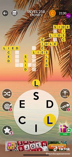 Level 258 of Wordscapes #wordscapes #answers #fyp #help #wordscapesanswers