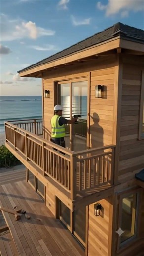 From Ocean to Dream Home! One Worker Builds a Luxury Wooden House on the Sea | Full Timelapse