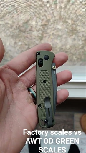 factory ranger Green scales vs AWT od green aluminum scales #edc #knifelife #foldingknife