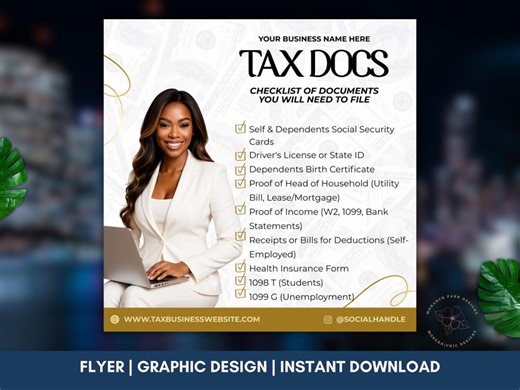 Tax Documents Checklist Flyer, Editable Tax Prep Template - Etsy