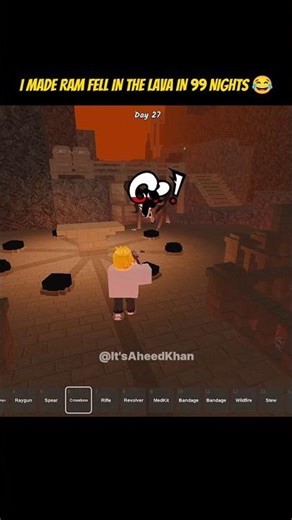 I Made Ram Fell In The Lava In 99 Nights In The Forest 😂 #roblox #fyp