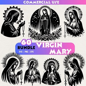 Virgin Mary SVG PNG EPS Bundle for Cricut Silhouette | Religious Catholic Blessed Virgin Mary Clipart | Holy Mother Rosary Designs - Etsy