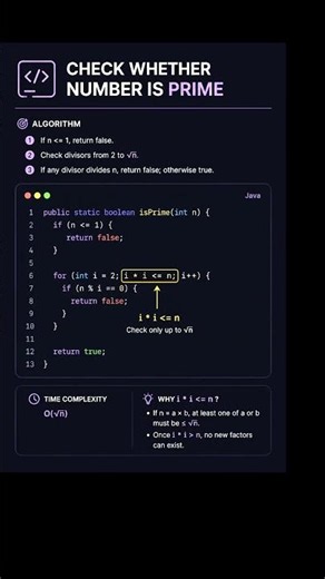 Check If Number is Prime #coding #primenumber #programming #algorithm