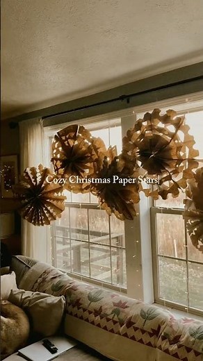 Making Paper Bag Stars for Our Winter Cottage