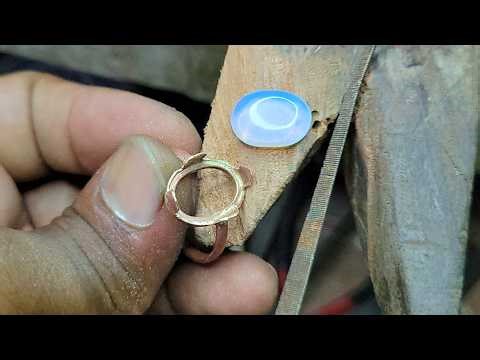 Opal stone copper ring making ! How to make a copper ring