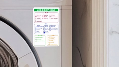 Laundry Symbols Chart Magnet (4x6 Inches) – Laundry Care Symbols Chart for Washing Machine & Dryer – Magnetic Laundry Room Must Haves – Stylish Laundry Room Accessories for Easy Clothing Care