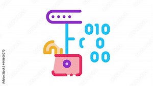 Hacking Binary Code Icon Animation. color Hacking Binary Code animated icon on white background