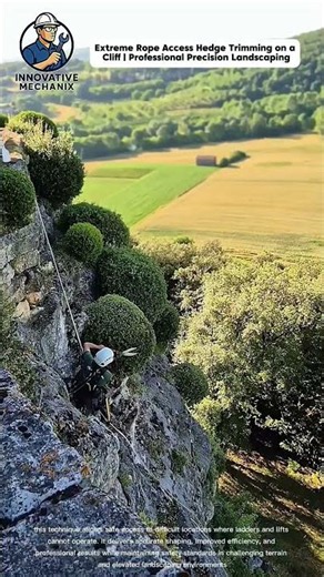 Extreme Rope Access Hedge Trimming on a Cliff | Professional Precision Landscaping